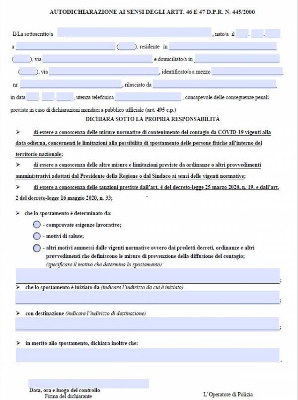 Autocertificazione: Ecco Il Modulo Da Scaricare, E Tutte Le "stranezze ...