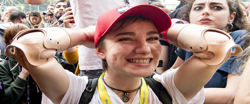 Italian Paralympic champion Bebe Vio in San Giovanni Square on occasion of the traditional May Day concert organized by Italian trade union CGIL, CISL and UIL. Rome,1 May 2018. ANSA/CLAUDIO PERI