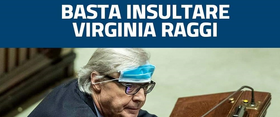 I grillini in difesa della Raggi, Sgarbi inferocito. “Poveracci, scappati di casa, peggio delle capre…”