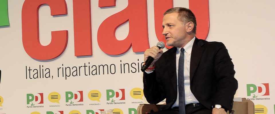 Massimo Giannini durante l’evento “L’Europa dopo il virus” alla festa nazionale del Partito Democratico a Modena, 4 Settembre 2020. ANSA / ELISABETTA BARACCHI