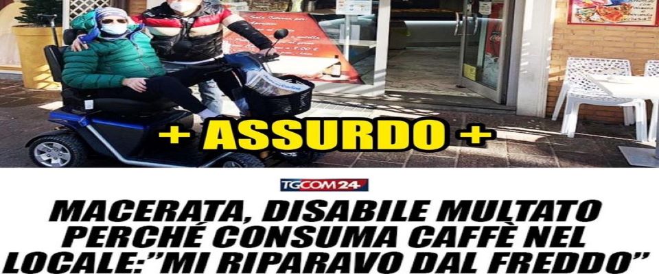 Multa di 400 euro al disabile che prendeva il caffè. Salvini: pagheremo noi, ci vuole buonsenso