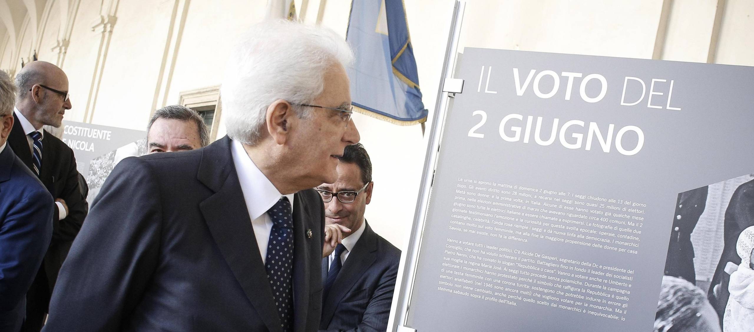 Il presidente della Repubblica, Sergio Mattarella, in occasione della fase inaugurale della mostra Ansa ”2 giugno 1946” momento della fase inaugurale della mostra Ansa ”2 giugno 1946”. ANSA/ GIUSEPPE LAMI