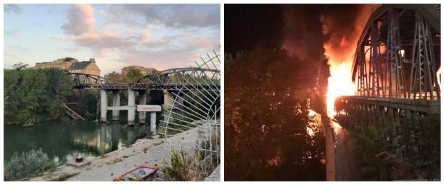 ponte di ferro, incendio