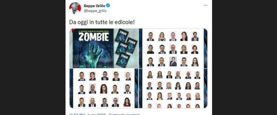 Grillo posta sui social l’album degli zombie. E pubblica le “figurine” di tutti i transfughi traditori