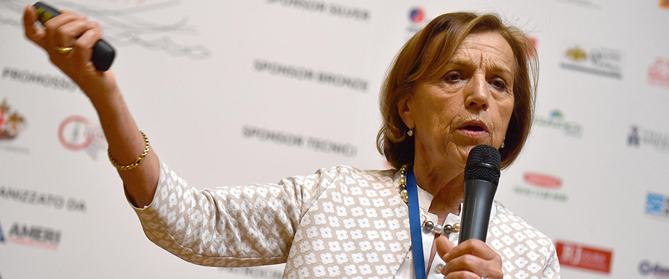 Elsa Fornero, ex ministro del Lavoro e delle Politiche sociali nel governo Monti, durante il suo intervento al Genoa Forum 2019 Silver Economy, Genova, 13 giugno 2019. ANSA/LUCA ZENNARO