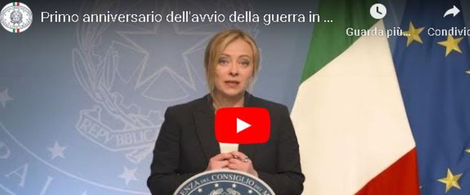 Videomessaggio del premier Meloni: “Putin ha fallito, il mondo libero è debitore all’Ucraina”