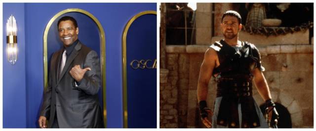 Denzel Washington, Russel Crowe. Gladiatore 2