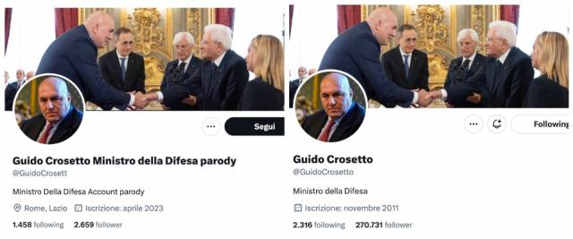 Guido Crosetto, twitter, parody