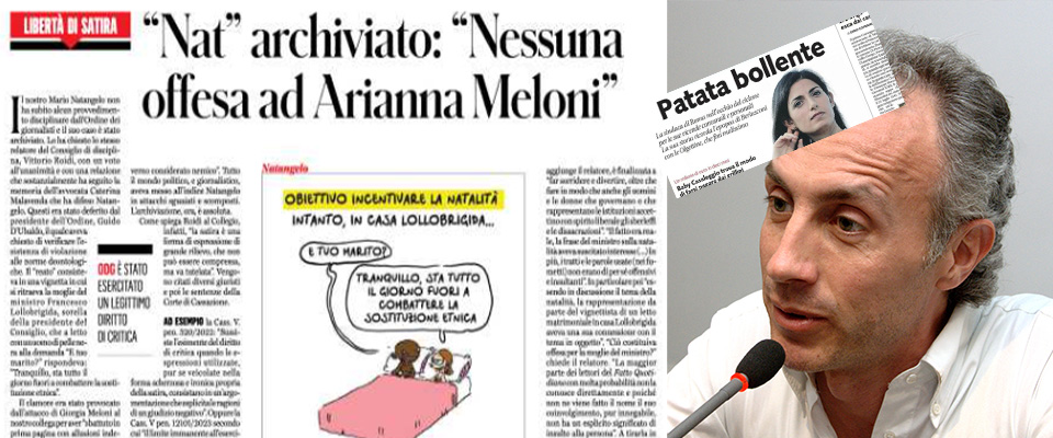 Allusioni sessuali su Arianna Meloni, l’Ordine assolve il vignettista. Ma condannò “Libero” per la satira sulla Raggi