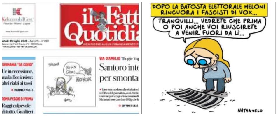 Che Pena La Vignetta Del Fatto Su Vox Meloni E Le Fogne Prima O Poi Anche Voi Verrete Fuori