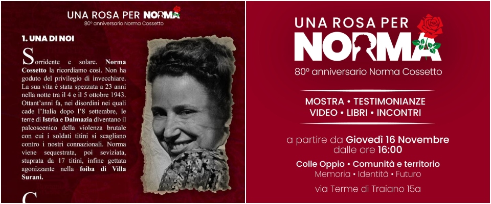 Roma, al via la mostra “Una rosa per Norma”: esposta la Medaglia d’oro alla studentessa infoibata