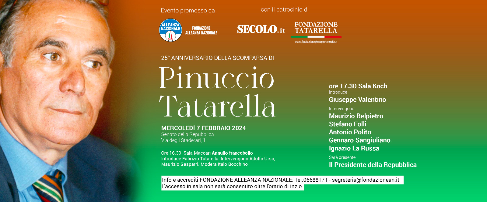 Pinuccio Tatarella 25 anni dopo. Il 7 febbraio giornata di dibattito e riflessione su un’eredità irrinunciabile