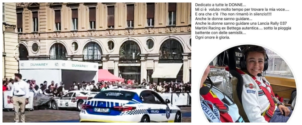 Bufera social sulla pilota dell’incidente di Torino. Aveva scritto: “Anche noi donne sappiamo guidare una Lancia Rally”