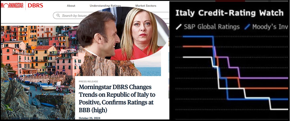 Rating, Italia batte Francia per ko: Roma promossa da Dbrs, Parigi bocciata da Moody’s