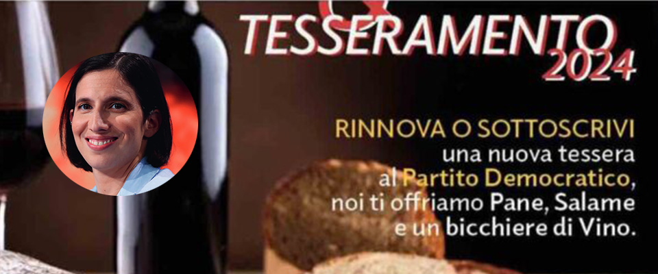 Il Pd è alla frutta, anzi al salame: se ti tesseri in regalo avrai un bicchiere di vino con il panino…