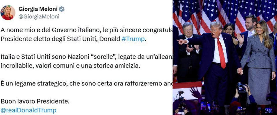 Le congratulazioni di Giorgia a Donald: “Italia e Stati Uniti nazioni sorelle. Buon lavoro presidente”