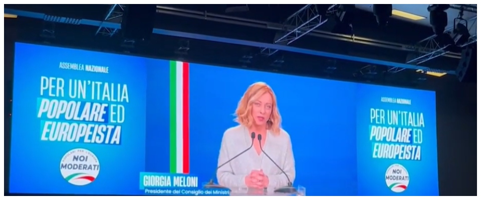 “L’Italia è tornata a correre. Nel governo troviamo sempre la sintesi”: Meloni all’assise di Noi moderati