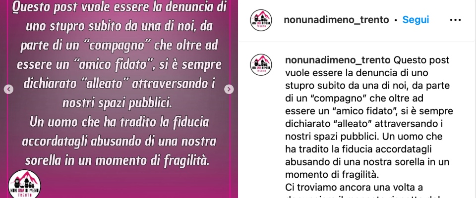 Attivista di “Non una di meno” stuprata da un “compagno” e “amico fidato” dell’associazione