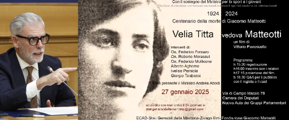 Mollicone alla prima del film “Velia Titta, vedova Matteotti”. Simbolo di coraggio e resilienza