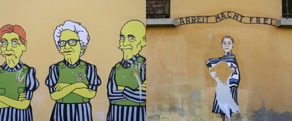 Sfregio antisemita a Milano: deturpati i murales dei sopravvissuti Bruck, Segre e Modiano