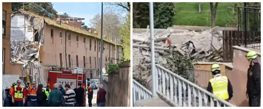 Boato all’alba a Roma: crolla un’intera palazzina al Gianicolense, c’è un ferito grave (video)