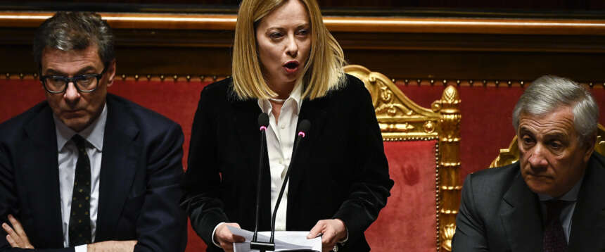 La premier Giorgia Meloni durante le comunicazioni in Senato in vista del Consiglio europeo, Roma, 18 marzo 2025.   ANSA / Riccardo Antimiani